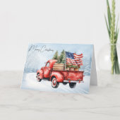  rode kersttruck VS Vlag Patriottisch Feestdagen Kaart (Voorkant)