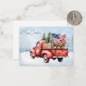rode kersttruck VS Vlag Patriottisch Notitiekaartje (Voorkant / Achterkant in situ)