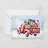 rode kersttruck VS Vlag Patriottisch Notitiekaartje (Voorkant)