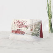 Rode Kersttruck Winter Kerstmis Feestdagen Kaart (Voorkant)