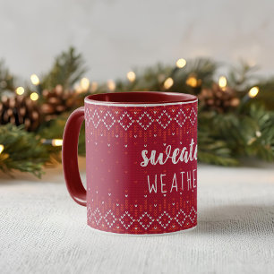 Rode Kersttrui Weer Tweekleurige Koffiemok Mok