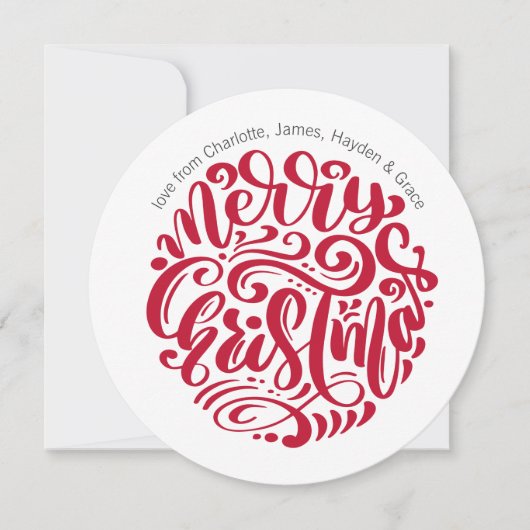 Rode kersttypografie - Aangepaste foto Feestdagenkaart (Voorkant)