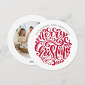 Rode kersttypografie - Aangepaste foto Feestdagenkaart (Voorkant / Achterkant)