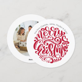 Rode kersttypografie - Aangepaste foto Feestdagenkaart