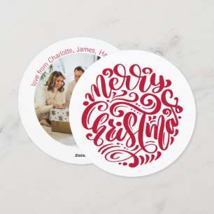 Rode kersttypografie - Aangepaste foto Feestdagenkaart