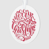 Rode kersttypografie - Aangepaste foto Ornament (voorkant)