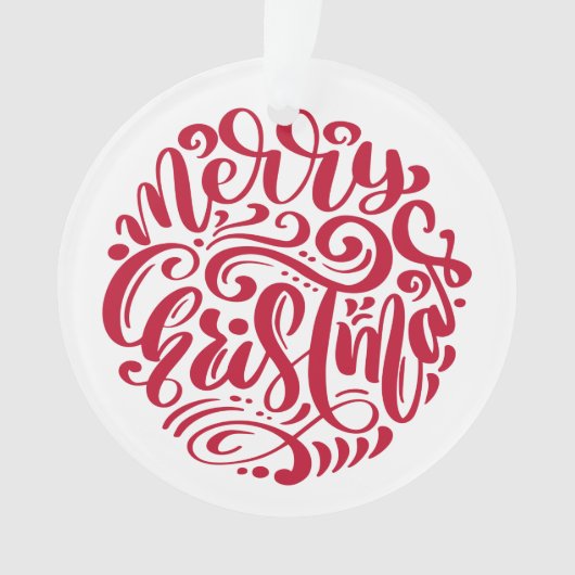 Rode kersttypografie - Aangepaste foto Ornament (voorkant)