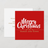 Rode kersttypografie feestdagenkaart (Voorkant / Achterkant)