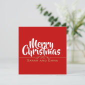 Rode kersttypografie feestdagenkaart (Staand voorkant)