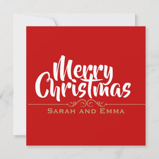 Rode kersttypografie feestdagenkaart (Voorkant)