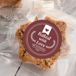 Rode kerstvakantie bakcadeau ronde sticker