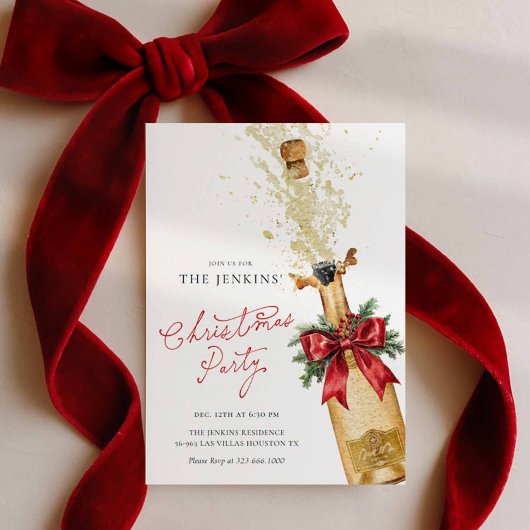 Rode Kerstvakantie Cocktail Party Uitnodiging