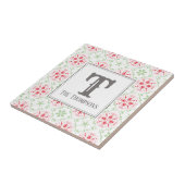 Rode Kerstvakantie Monogram Modern Tegeltje (Zijkant)