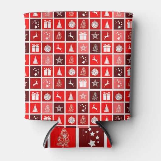 Rode Kerstvakantie Schattigee boomrendieren Blikjeskoeler (Voorkant)