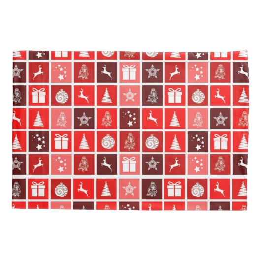 Rode Kerstvakantie Schattigee boomrendieren Kussensloop (Achterkant)