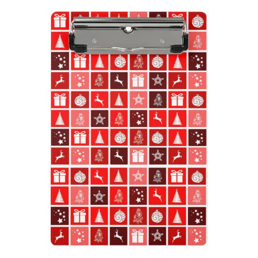 Rode Kerstvakantie Schattigee boomrendieren Mini Klembord (Voorkant)