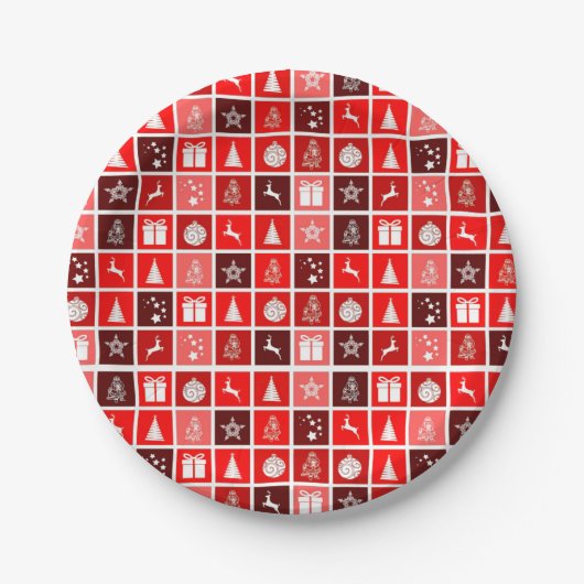 Rode Kerstvakantie Schattigee boomrendieren Papieren Bordje (Voorkant)