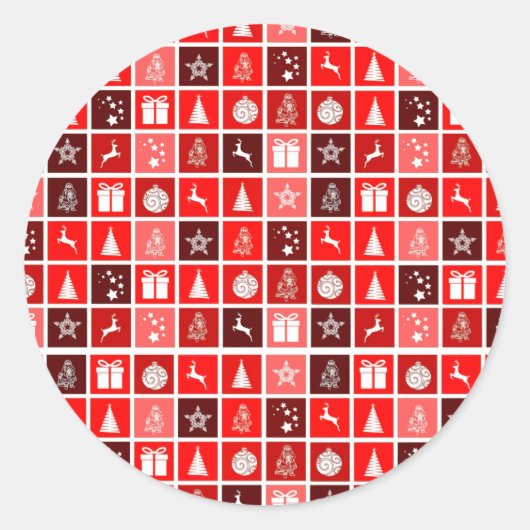 Rode Kerstvakantie Schattigee boomrendieren Ronde Sticker (Voorkant)