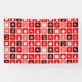 Rode Kerstvakantie Schattigee boomrendieren Spandoek (Horizontaal)