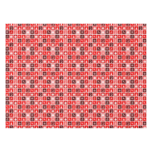 Rode Kerstvakantie Schattigee boomrendieren Tafelkleed (Voorkant (Horizontaal))