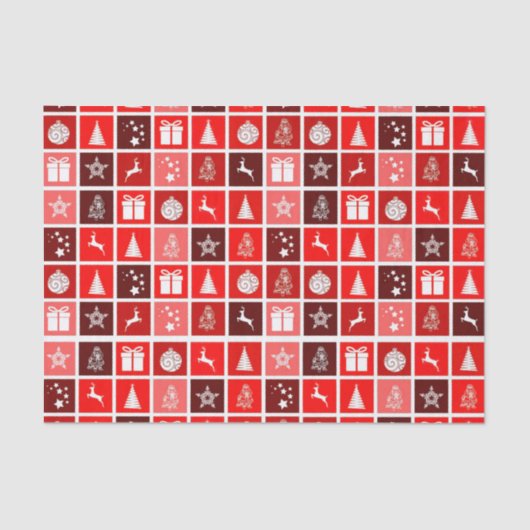 Rode Kerstvakantie Schattigee boomrendieren Tissuepapier (Voorkant)