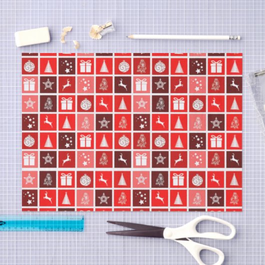 Rode Kerstvakantie Schattigee boomrendieren Tissuepapier (Craft)