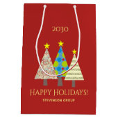 Rode Kerstvakantie van het Bedrijf Medium Cadeauzakje (Achterkant)