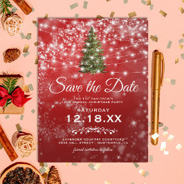 Rode Kerstvakantiefeest Save the Date Aankondigingskaart
