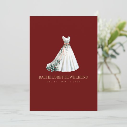 Rode Kerstversiering Bachelorette Weekend Kaart (Staand voorkant)