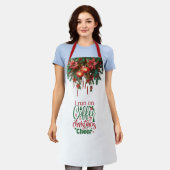 Rode kerstversiering en keuken citaat schort (Gedragen)