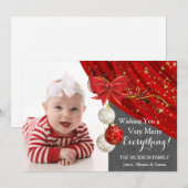 Rode Kerstversiering Foto Kerstmis Feestdagenkaart (Voorkant / Achterkant)