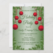Rode kerstversiering Groene Feestdagen Partij Kaart (Voorkant)