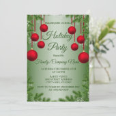 Rode kerstversiering Groene Feestdagen Partij Kaart (Staand voorkant)