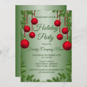 Rode kerstversiering Groene Feestdagen Partij Kaart (Voorkant / Achterkant)