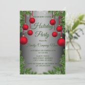 Rode kerstversiering Groene Feestdagen Partij Kaart (Staand voorkant)