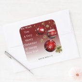 Rode kerstversiering in rode ombre achtergrond vierkante sticker (Envelop)