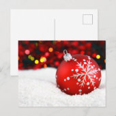 Rode kerstversiering in sneeuw briefkaart (Voorkant / Achterkant)