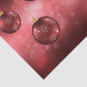 Rode Kerstversiering Kerstballen Op Rode Bokeh Tissuepapier (Detail)