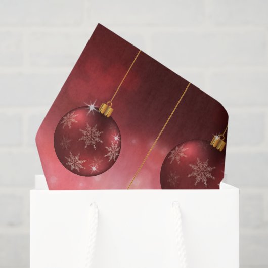 Rode Kerstversiering Kerstballen Op Rode Bokeh Tissuepapier (Cadeauzakje)