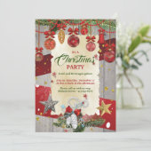 Rode kerstversiering kerstfeest kaart (Staand voorkant)