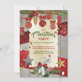 Rode kerstversiering kerstfeest kaart