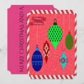 Rode kerstversiering & Kerststolprent Feestdagenkaart (Voorkant / Achterkant)