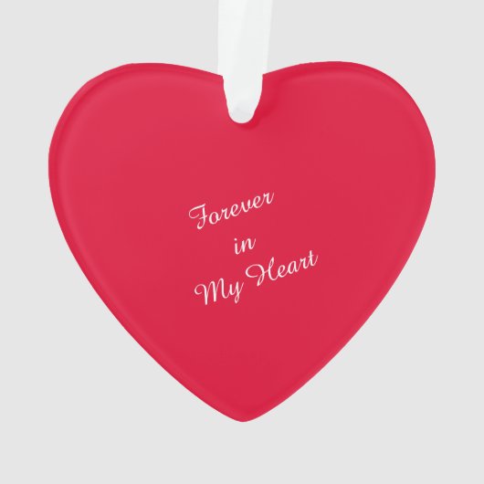 Rode kerstversiering met tekst 'Forever in My Hear Ornament (achterkant)