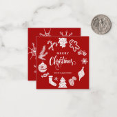 Rode kerstversiering notitiekaartje (Voorkant / Achterkant in situ)