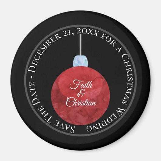 Rode kerstversiering/sla de datum/het huwelijk op magneet (Voorkant)