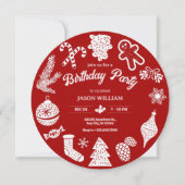 Rode kerstversiering verjaardag kaart (Voorkant)