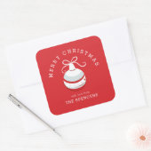 Rode kerstversiering vierkante sticker (Envelop)