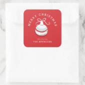 Rode kerstversiering vierkante sticker (Tas)