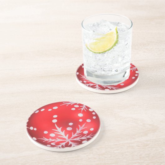 Rode kerstversiering zandsteen onderzetter (Zijkant)