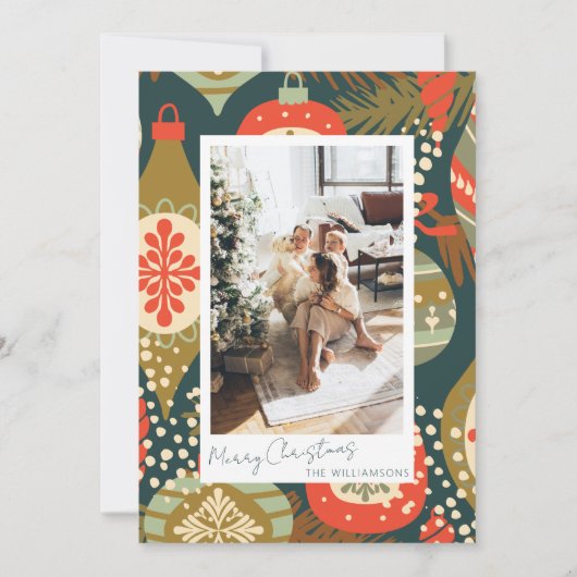  rode kerstversieringen Aangepaste foto Feestdagenkaart (Voorkant)